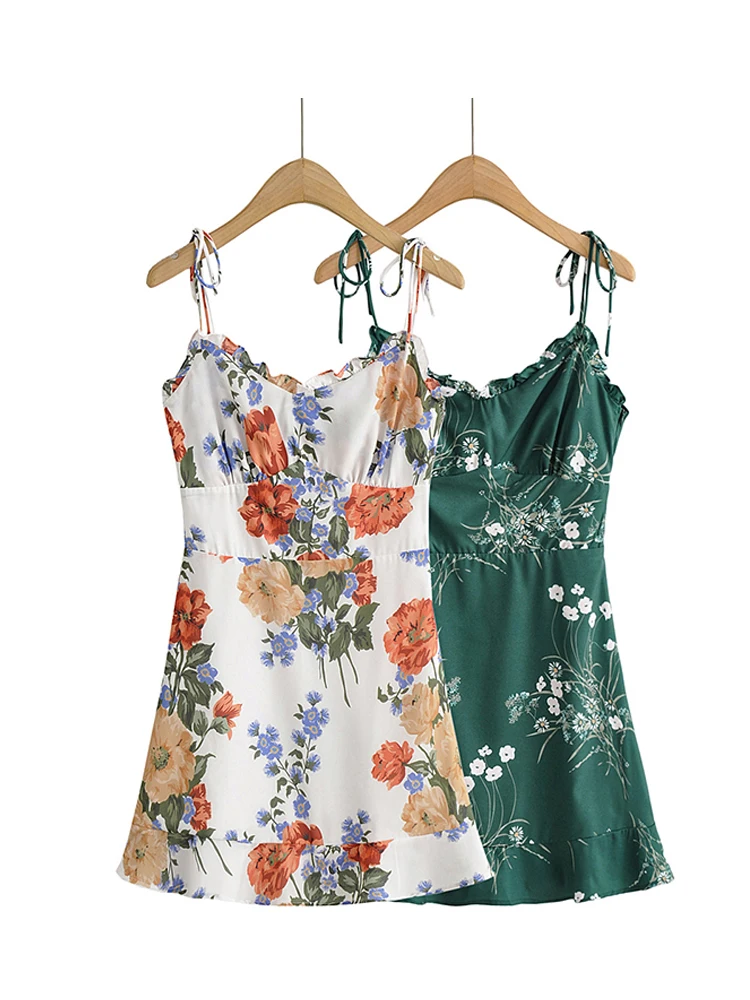 Summer Strappy Spaghetti Strap Dress Women Backless Elastic A-line Floral Print Mini Dresses 2022 jurken 
Summer Strappy Spaghetti Strap Dress Women Backless Elastic A-line Floral Print Mini Dresses 2022 jurken