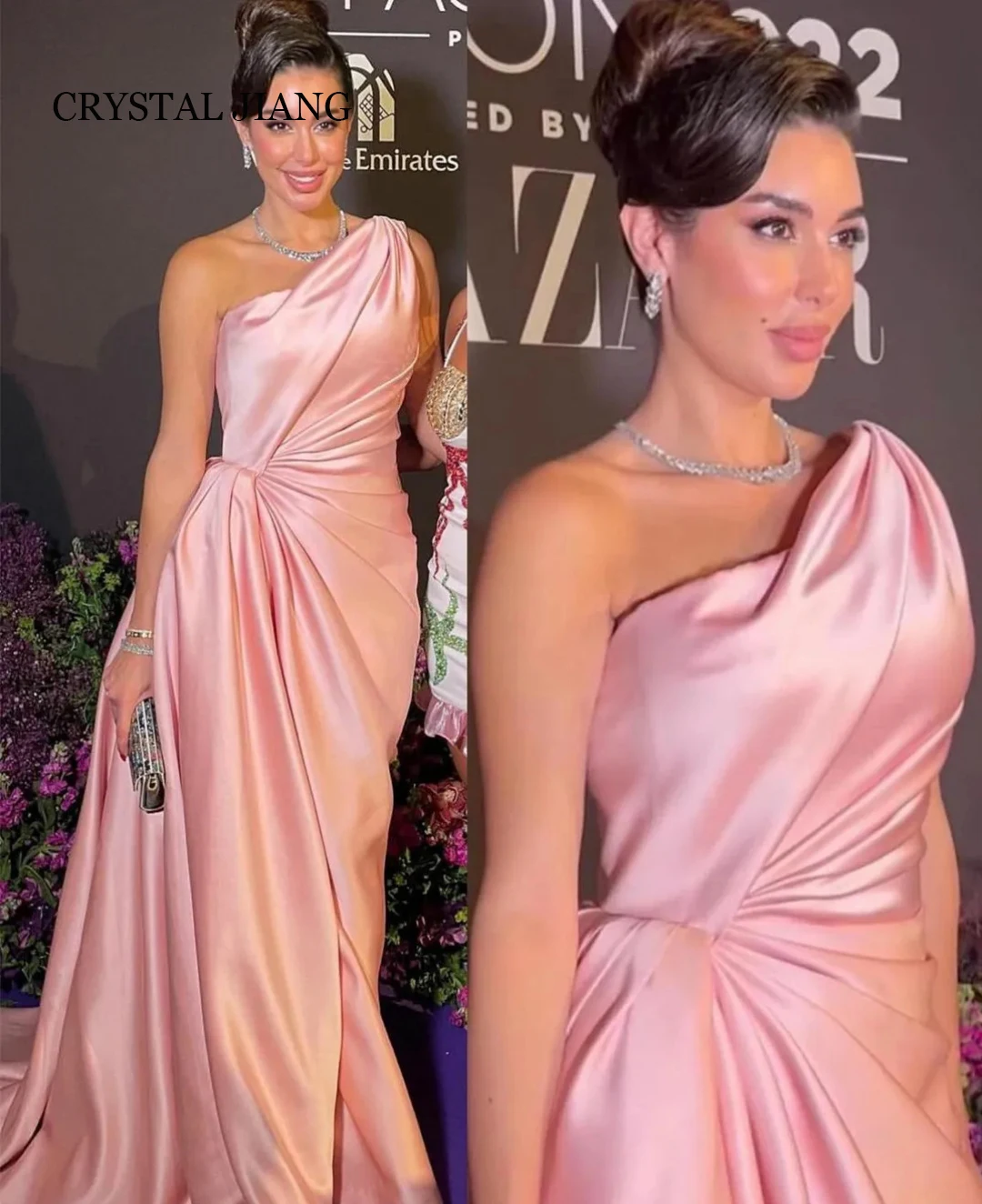 Vintage Long Pink One Shoulder Satin Evening Dresses Sleeveless Sheath Pleated Sweep Train Vestidos De Festa
Vintage Long Pink One Shoulder Satin Evening Dresses Sleeveless Sheath Pleated Sweep Train Vestidos De Festa