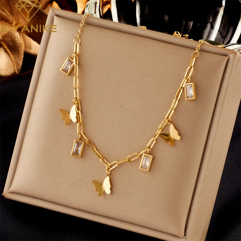 XIYANIKE 316L Stainless Steel Necklace White Zircon Butterfly Pendant Accessory for Women Chic Party Girl Jewelry Gifts Collier
XIYANIKE 316L Stainless Steel Necklace White Zircon Butterfly Pendant Accessory for Women Chic Party Girl Jewelry Gifts Collier