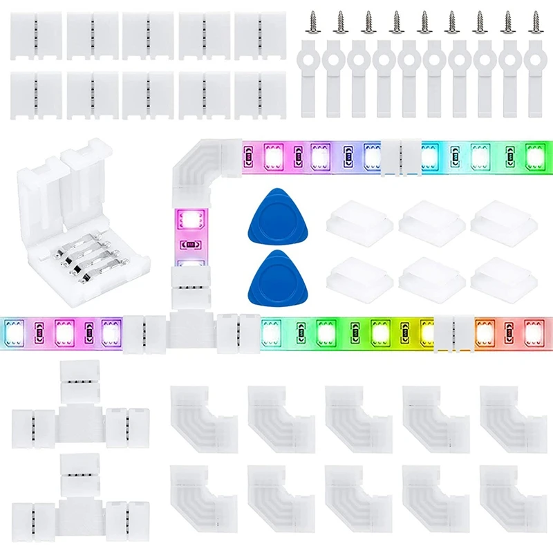 4Pin RGB LED Strip Connector Kit, LED Connectors 10Mm Solderless LED Light Strip Connector, L-Connectors,T-Connectors
4Pin RGB LED Strip Connector Kit, LED Connectors 10Mm Solderless LED Light Strip Connector, L-Connectors,T-Connectors