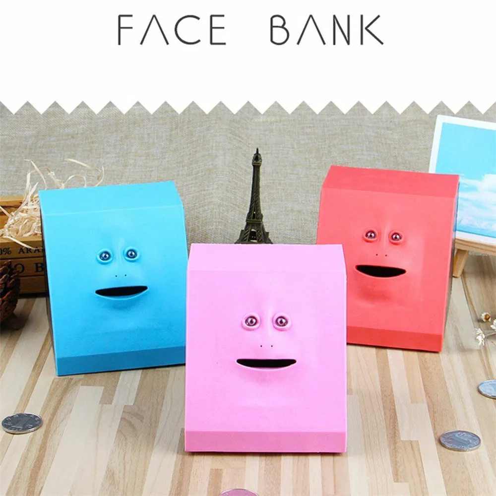 

Cute Face Piggy Banks Eating Coin Money Safe Box Eats Sensor Coin Box for Money Saving Creative Safes Piggy Bank Children Gift