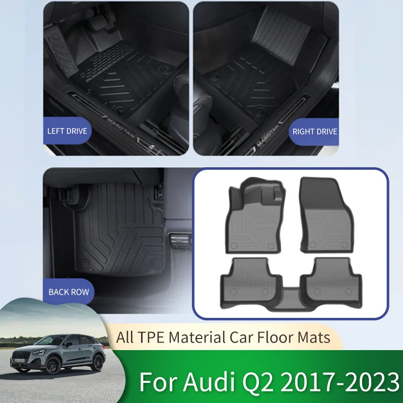 

TPE Car Waterproof Non-slip Floor Mats Full Surround Protective Liner Foot Pads Carpets for Audi Q2 2017~2023 2022 Accessories