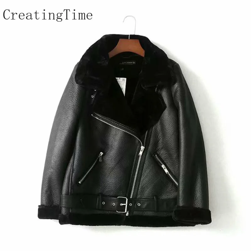 Fur Locomotive Vintage With Belt Riding Winter Women's Jacket Long Sleeve Lapel Thickened Warm Black Zip Chic Female Coat LH672
Fur Locomotive Vintage With Belt Riding Winter Women's Jacket Long Sleeve Lapel Thickened Warm Black Zip Chic Female Coat LH672