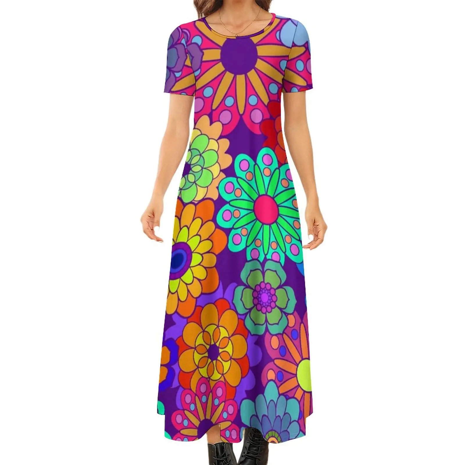 Retro Hippy Flowers Dress Flower Power Print Vintage Maxi Dress Street Wear Bohemia Long Dresses Short Sleeve Oversized Clothing
Retro Hippy Flowers Dress Flower Power Print Vintage Maxi Dress Street Wear Bohemia Long Dresses Short Sleeve Oversized Clothing