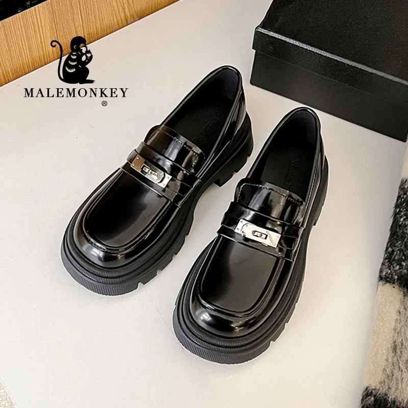 New Loafers Women Shoes Split Leather 2023 Retro Metal Buckle Thick Heel Fashion Black Slip On Ladies Platform Shoes Handmade
New Loafers Women Shoes Split Leather 2023 Retro Metal Buckle Thick Heel Fashion Black Slip On Ladies Platform Shoes Handmade
