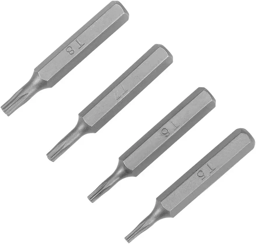 

Torx Bits Set 4pcs 5/32 Inch Hex Shank T5 T6 T7 T8 Screwdriver Bit Set 28mm Length S2 Screw Driver Kit Tools