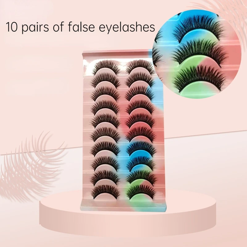 

10 Pairs Soft Artificial Eyelashes Naturally Slender Grafted Nude Makeup Curly Lashes Eyelash Wholesale Tools Extension