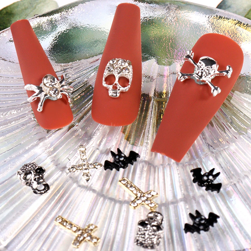 10pcs Punk Halloween Nail Charms Skull Cross Nail Decoration DIY Acrylic Nails Metal 3D Diamond Cross Halloween Parts
10pcs Punk Halloween Nail Charms Skull Cross Nail Decoration DIY Acrylic Nails Metal 3D Diamond Cross Halloween Parts