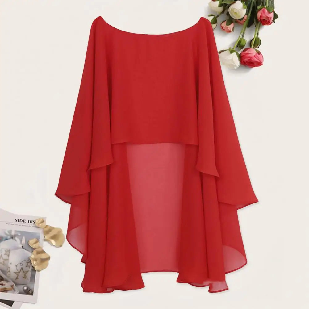 Short Front Long Back Shawl Fashionable Women's Chiffon Shawl Elegant Irregular Hem O-neck Sling Dress Gown Thin Pullover Style
Short Front Long Back Shawl Fashionable Women's Chiffon Shawl Elegant Irregular Hem O-neck Sling Dress Gown Thin Pullover Style