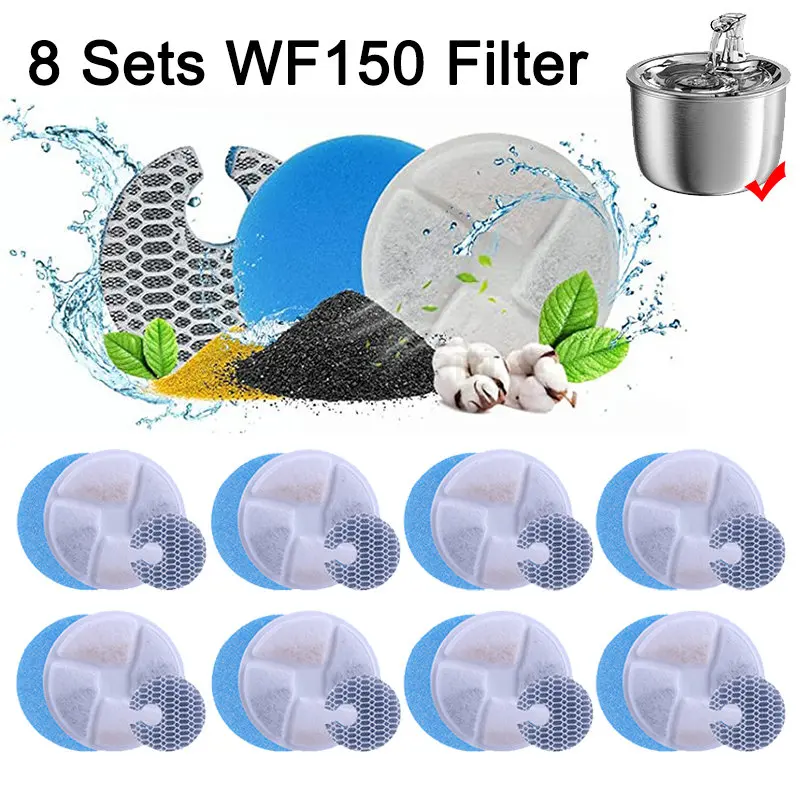 8 Sets WF150 Cat Water Fountain Filters Replacement for Stainless Steel Automatic Cats Feeder,Pet Fountain Filter
8 Sets WF150 Cat Water Fountain Filters Replacement for Stainless Steel Automatic Cats Feeder,Pet Fountain Filter