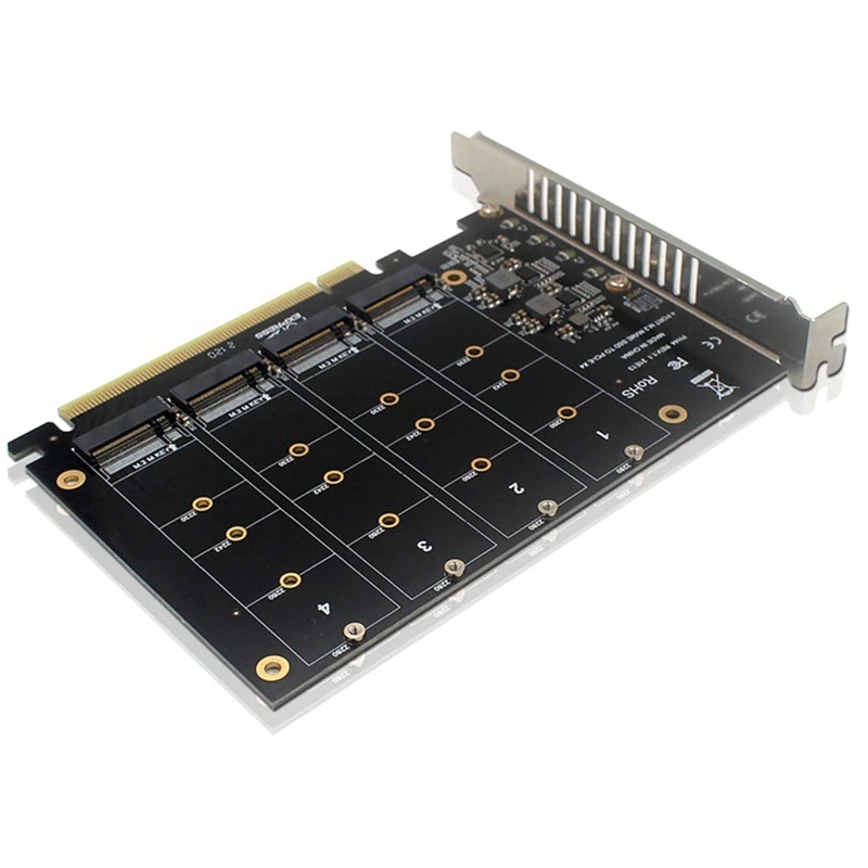 4-портовый адаптер NVMe на PCIE M.2 NVME PCIe X16 4x32 Гбит/с конвертер для жесткого диска