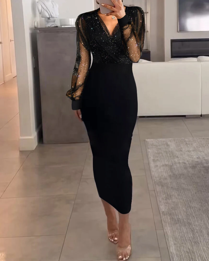 Christmas Women Fashion Solid Color Club Party Sext Elegant Casual Bodycon Dress Sheer Mesh Patchwork V-Neck Midi Dress
Christmas Women Fashion Solid Color Club Party Sext Elegant Casual Bodycon Dress Sheer Mesh Patchwork V-Neck Midi Dress