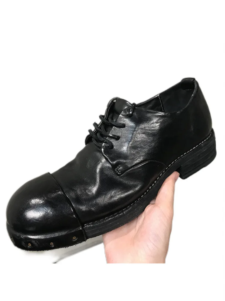 Autumn Vintage Men Washed Genuine Leather Dress Shoes Block Heels Lace Up Business Man Work Shoes Round Toe Wedding Dress Shoes
Autumn Vintage Men Washed Genuine Leather Dress Shoes Block Heels Lace Up Business Man Work Shoes Round Toe Wedding Dress Shoes