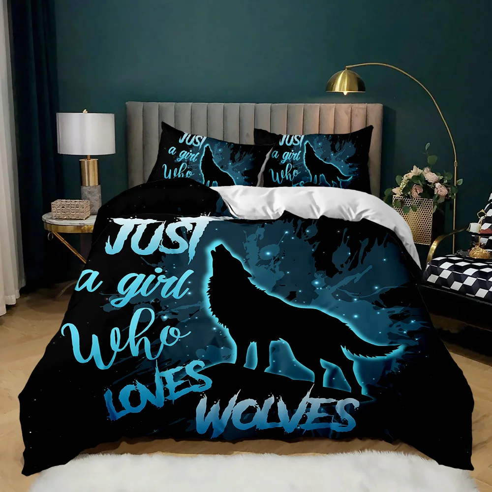 Cartoon Duvet Cover Set Howling Wolf In The Moonlit Night Bedding Set Polyester Just A Girl Who Loves Wolves Pattern Quilt Cover
Cartoon Duvet Cover Set Howling Wolf In The Moonlit Night Bedding Set Polyester Just A Girl Who Loves Wolves Pattern Quilt Cover