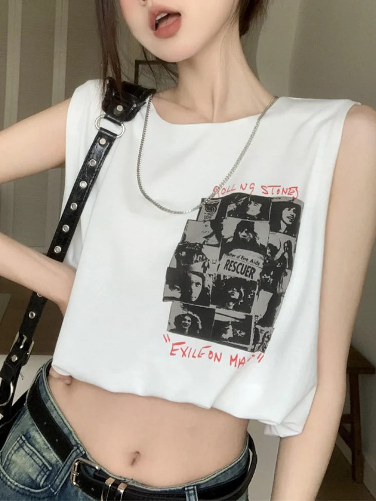 European and American-style Tank Tops Women Y2K Loose Printing Round Neck Sleeveless T-shirt Summer Short Cotton Tops 2023 New
European and American-style Tank Tops Women Y2K Loose Printing Round Neck Sleeveless T-shirt Summer Short Cotton Tops 2023 New