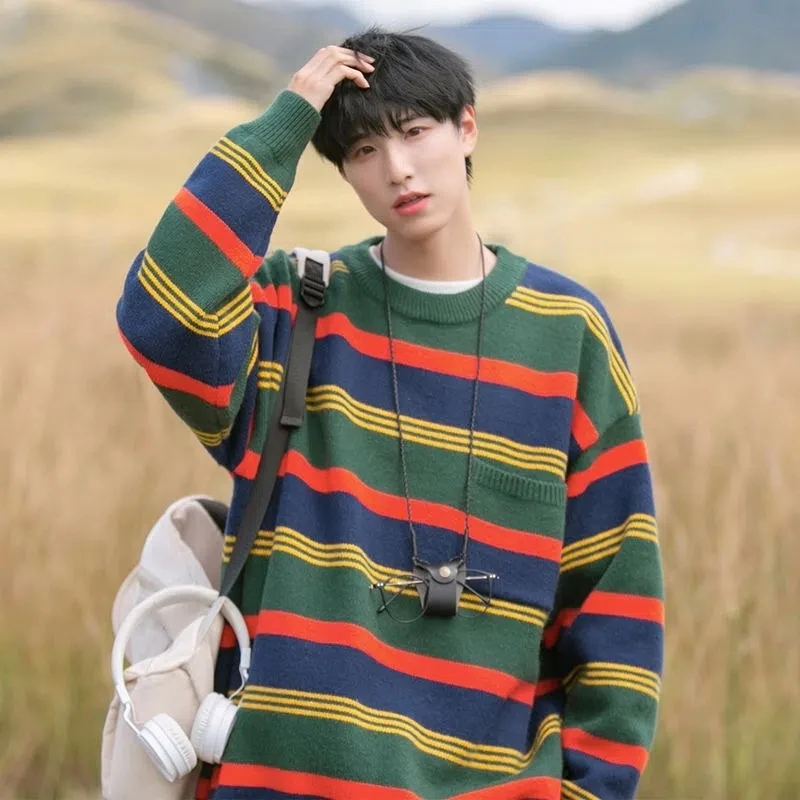Striped Sweaters Men Crew Neck Sweater Men's Autumn Winter Oversize Retro Loose Knit Pullover Jumper
Striped Sweaters Men Crew Neck Sweater Men's Autumn Winter Oversize Retro Loose Knit Pullover Jumper