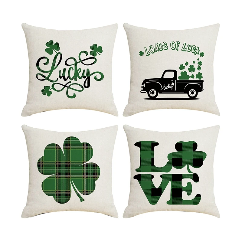 4 Pack St Patricks Day Decoration Pillow Covers 18X18 Inch For Irish Shamrock Home Decor Throw Pillows Cover
4 Pack St Patricks Day Decoration Pillow Covers 18X18 Inch For Irish Shamrock Home Decor Throw Pillows Cover