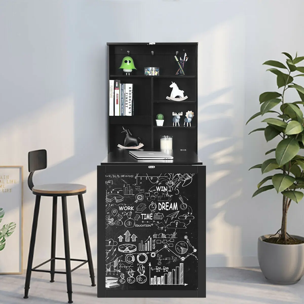 Black Wall Mounted Table Fold Out Convertible Desk with A Blackboard/Chalkboard
Black Wall Mounted Table Fold Out Convertible Desk with A Blackboard/Chalkboard