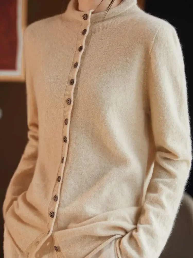 Women's Long Sleeve Solid Button Merino 100% Wool Knitted Cardigan Autumn/Winter French Fashion Cashmere Knitted Jacket Sweater
Women's Long Sleeve Solid Button Merino 100% Wool Knitted Cardigan Autumn/Winter French Fashion Cashmere Knitted Jacket Sweater