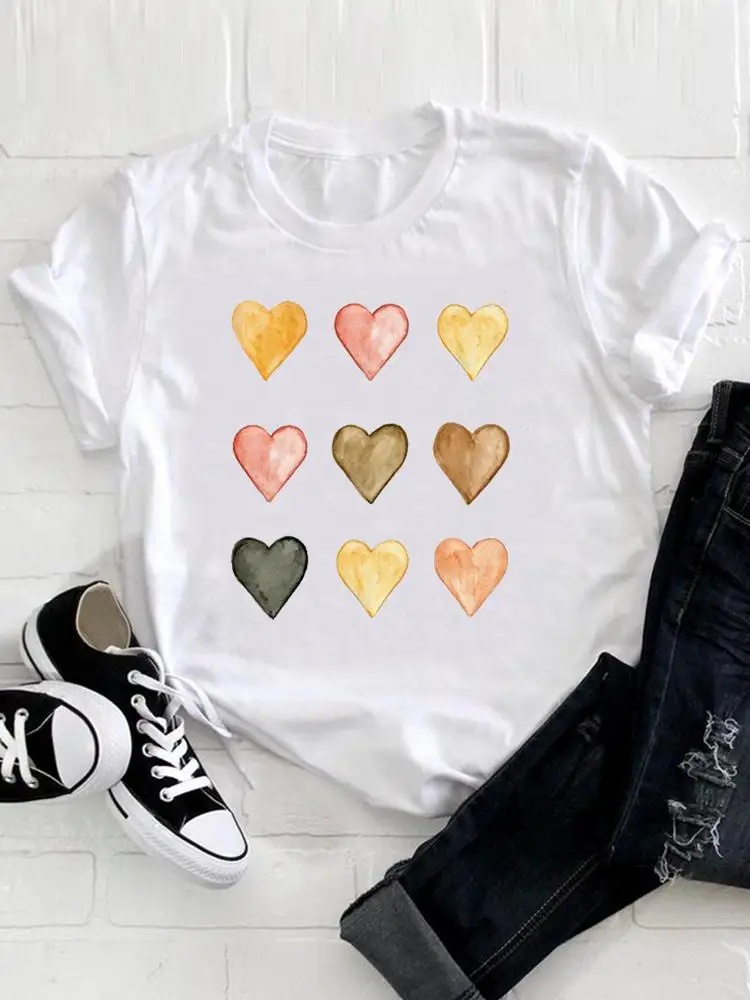 Tee Clothes Women Sweet Love Heart Cute Clothing Print Tshirt Female Top Short Sleeve Fashion Casual Summer Graphic T-shirt
Tee Clothes Women Sweet Love Heart Cute Clothing Print Tshirt Female Top Short Sleeve Fashion Casual Summer Graphic T-shirt