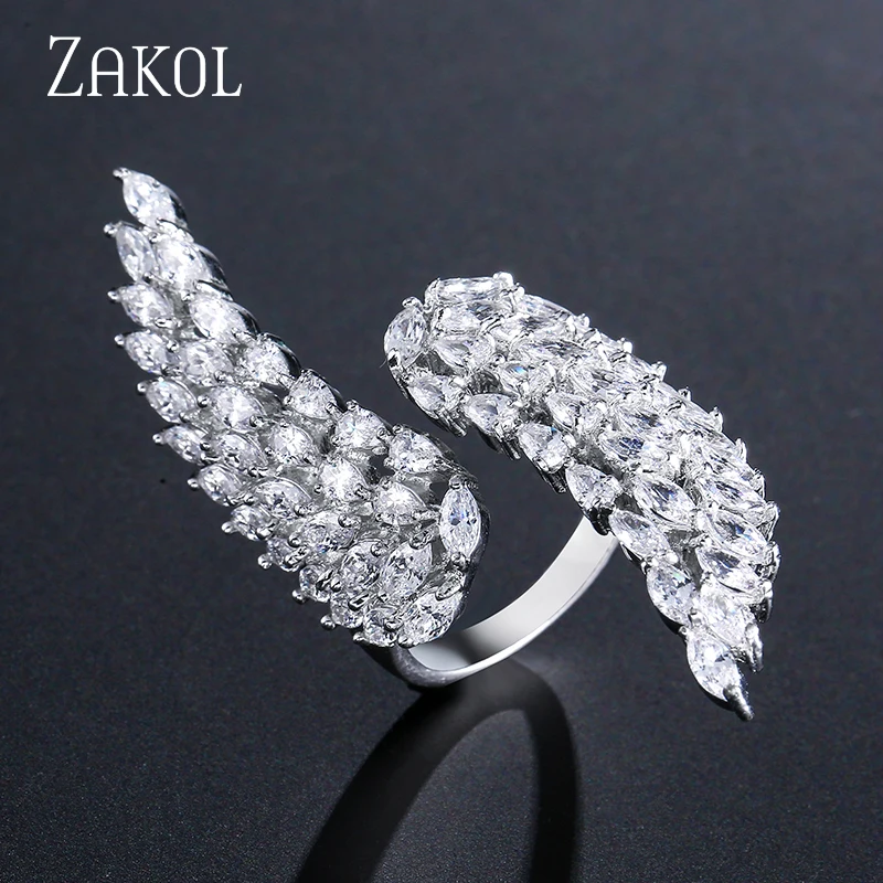 ZAKOL Fashion White Gold Color Cubic Zirconia Angel Wing Open Rings for Women Party Gift Adjustable Jewelry FSRP190
ZAKOL Fashion White Gold Color Cubic Zirconia Angel Wing Open Rings for Women Party Gift Adjustable Jewelry FSRP190