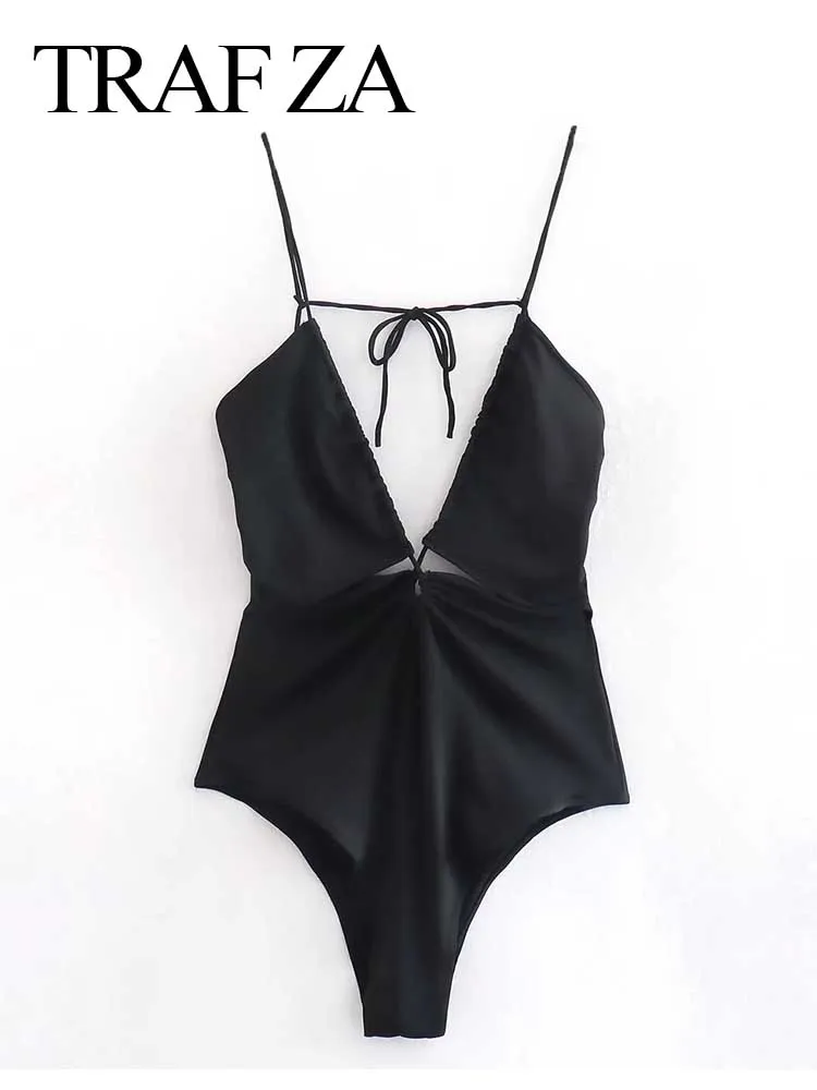 TRAF ZA Solid Black Sling Bodysuit Summer Tube Top Cutout Sexy Women's One Piece Swimsuit Micro Elastic Light Ladies Fashion
TRAF ZA Solid Black Sling Bodysuit Summer Tube Top Cutout Sexy Women's One Piece Swimsuit Micro Elastic Light Ladies Fashion