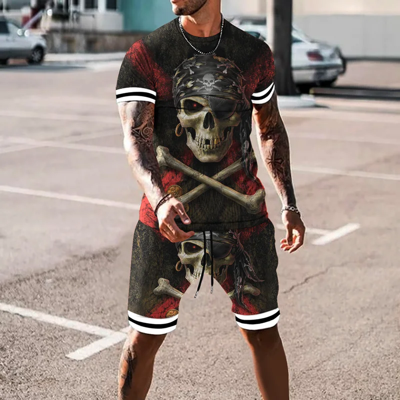 Summer Tracksuit Men's Short Sleeves Trend Retro tshirts Skull 3D Pattern Print T-shirt+Shorts Casual Streetwear Oversize tshirt
Summer Tracksuit Men's Short Sleeves Trend Retro tshirts Skull 3D Pattern Print T-shirt+Shorts Casual Streetwear Oversize tshirt