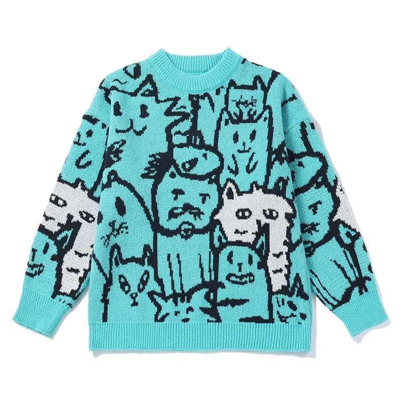 Мужской свитер в стиле High Street с мультяшным принтом граффити Модный пуловер винтажный Свободный вязаный свитер на весну и осень
Мужской свитер в стиле High Street с мультяшным принтом граффити Модный пуловер винтажный Свободный вязаный свитер на весну и осень