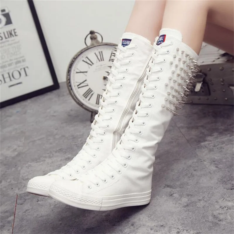 

New High-Top Casual Shoes All-Match Soft-Soled Canvas Flat Martin Boots For Women Botas De Mujer Female Botines