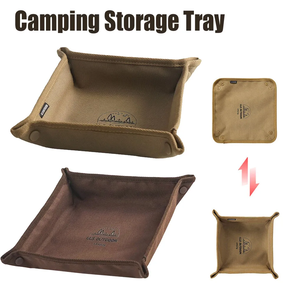 

Portable Camping Gadgets Tray Foldable Oxford Storage Box Waterproof Travel Desktop Jewelry Sundries Makeup EDC Organizer