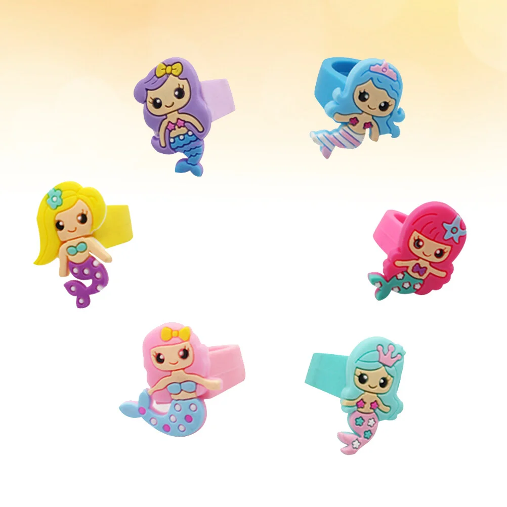 6pcs PVC Children Rings For Girls Adorable Large Mermaid Shape Rings For Girls Decorative Jewelry Birthday Party Favors Gifts
6pcs PVC Children Rings For Girls Adorable Large Mermaid Shape Rings For Girls Decorative Jewelry Birthday Party Favors Gifts
