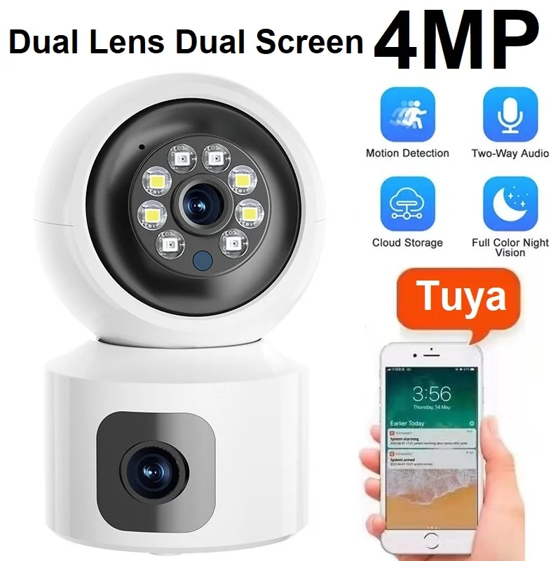 4MP 2K Tuya Smart Life WiFi Camera Dual Lens Dual Screen Motion Detection Alarm Human Auto Tracking Wireless Camera Baby Monitor
4MP 2K Tuya Smart Life WiFi Camera Dual Lens Dual Screen Motion Detection Alarm Human Auto Tracking Wireless Camera Baby Monitor