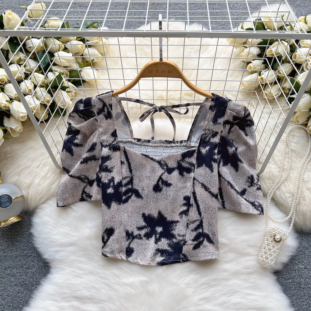 Sweet and Spicy Style Slim Square Neck Open Umbilical Short Top Summer New Bubble Sleeve Flower Girl Chiffon Shirts
Sweet and Spicy Style Slim Square Neck Open Umbilical Short Top Summer New Bubble Sleeve Flower Girl Chiffon Shirts