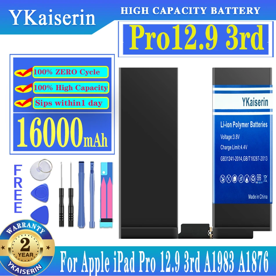 YKaiserin 16000mAh Tablet Battery For iPad Pro 12.9 3rd p ro12.9 3 Gen A1983 A1876 A1895 A2014 A2043 Bateria Battery + Tool
YKaiserin 16000mAh Tablet Battery For iPad Pro 12.9 3rd p ro12.9 3 Gen A1983 A1876 A1895 A2014 A2043 Bateria Battery + Tool