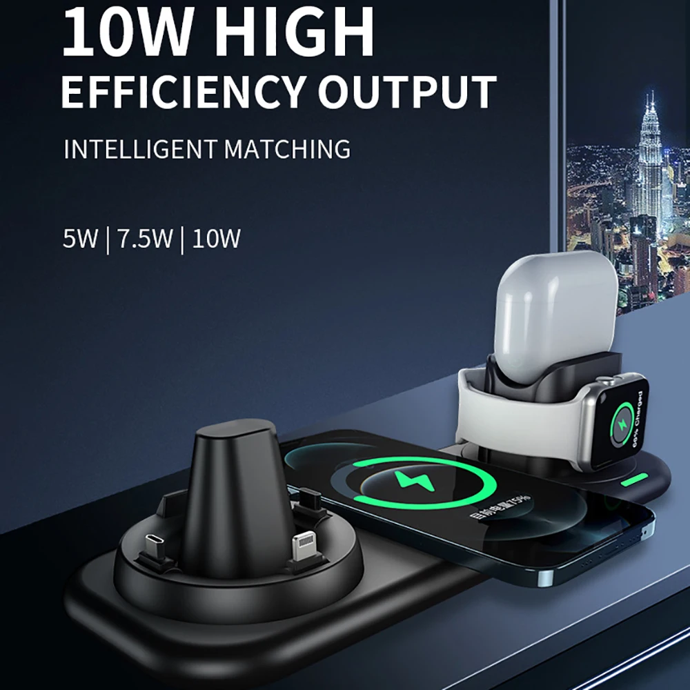 6 in 1 Wireless Charger For IWatch iPhone 12 13 Pro max X 8 Airpods Pro Samsung Xiaomi For Huawei watch Qi Fast Charging Stand
6 in 1 Wireless Charger For IWatch iPhone 12 13 Pro max X 8 Airpods Pro Samsung Xiaomi For Huawei watch Qi Fast Charging Stand