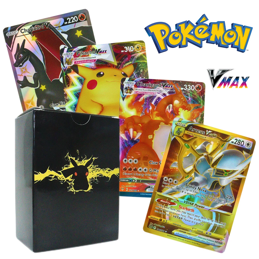 Карт Vmax GX с покемоном 20-300 шт., карточка на английском языке, Charizard Pikachu, редкая коллекция, Боевая тренировочная карточка, детские игрушки для мальчиков, подарки
Карт Vmax GX с покемоном 20-300 шт., карточка на английском языке, Charizard Pikachu, редкая коллекция, Боевая тренировочная карточка, детские игрушки для мальчиков, подарки