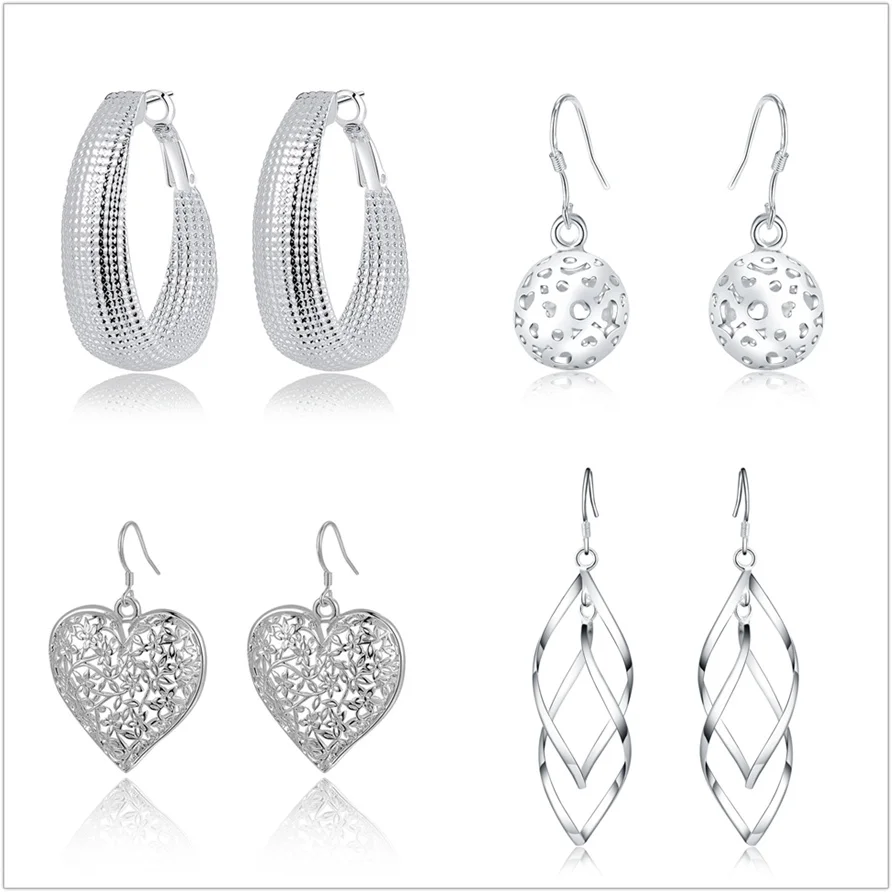 wholesale 4 pair Earring lot silver color fashion charms earrings stamped , women wedding jewelry Cute
wholesale 4 pair Earring lot silver color fashion charms earrings stamped , women wedding jewelry Cute