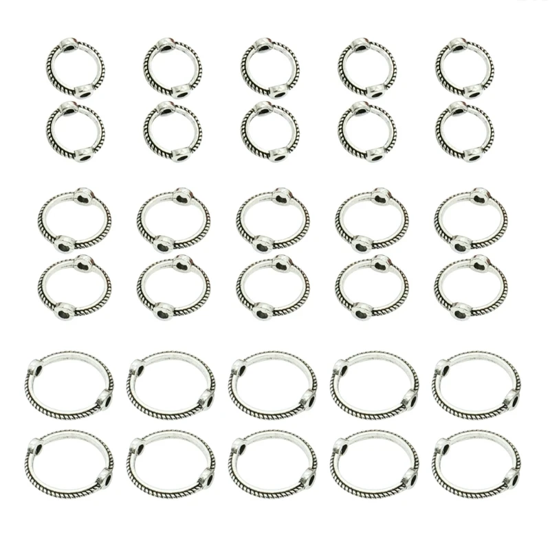 

H9ED 30x/set Dangle Hanger Beads Ring Hanger Connector Pendant Bail Hanger Links Spacer Bead Caps Jewelry Making Crafts