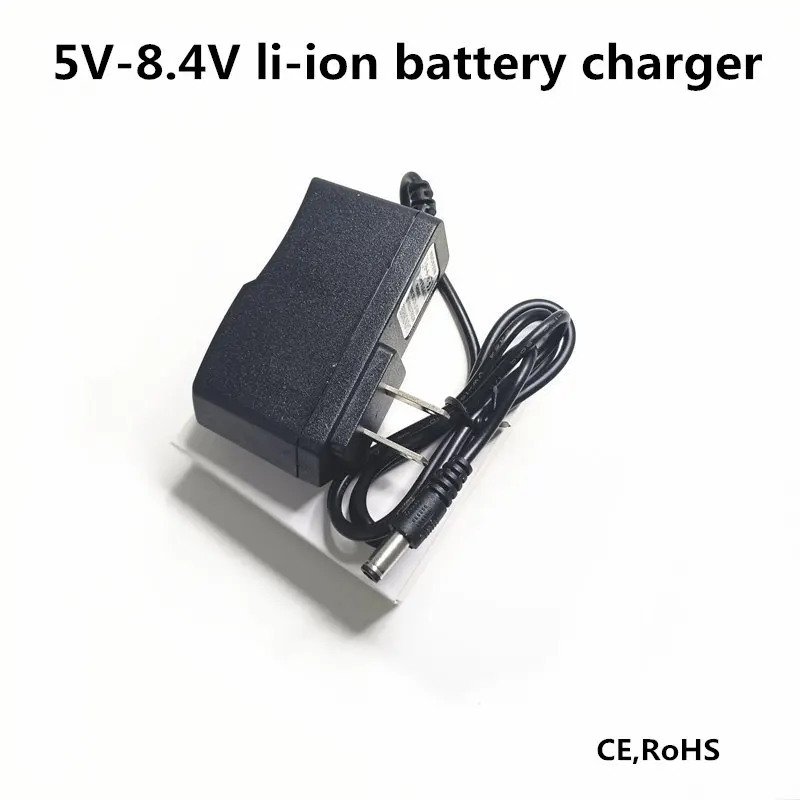 8.4V 1A li-ion battery charger AC100V-240V 50/60Hz 1000mA 5V-8.4V battery adapter DC5521 5525 with CE approved
8.4V 1A li-ion battery charger AC100V-240V 50/60Hz 1000mA 5V-8.4V battery adapter DC5521 5525 with CE approved