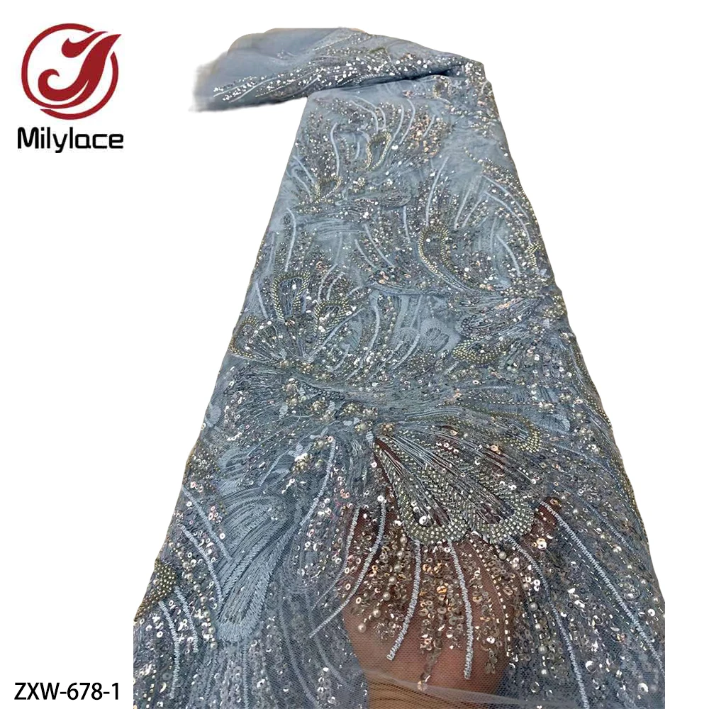 Luxury Handmade African Beads Lace Fabric with Sequins Latest French Nigeria Lace Tulle Fabric for Wedding Dress ZXW-678
Luxury Handmade African Beads Lace Fabric with Sequins Latest French Nigeria Lace Tulle Fabric for Wedding Dress ZXW-678