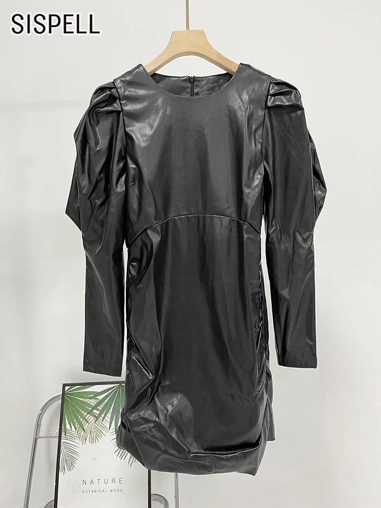 SISPELL Minimalist PU Leather Dresses For Women Round Neck Puff Sleeve High Waist Pullover Solid Dress Female Summer 2023 New
SISPELL Minimalist PU Leather Dresses For Women Round Neck Puff Sleeve High Waist Pullover Solid Dress Female Summer 2023 New