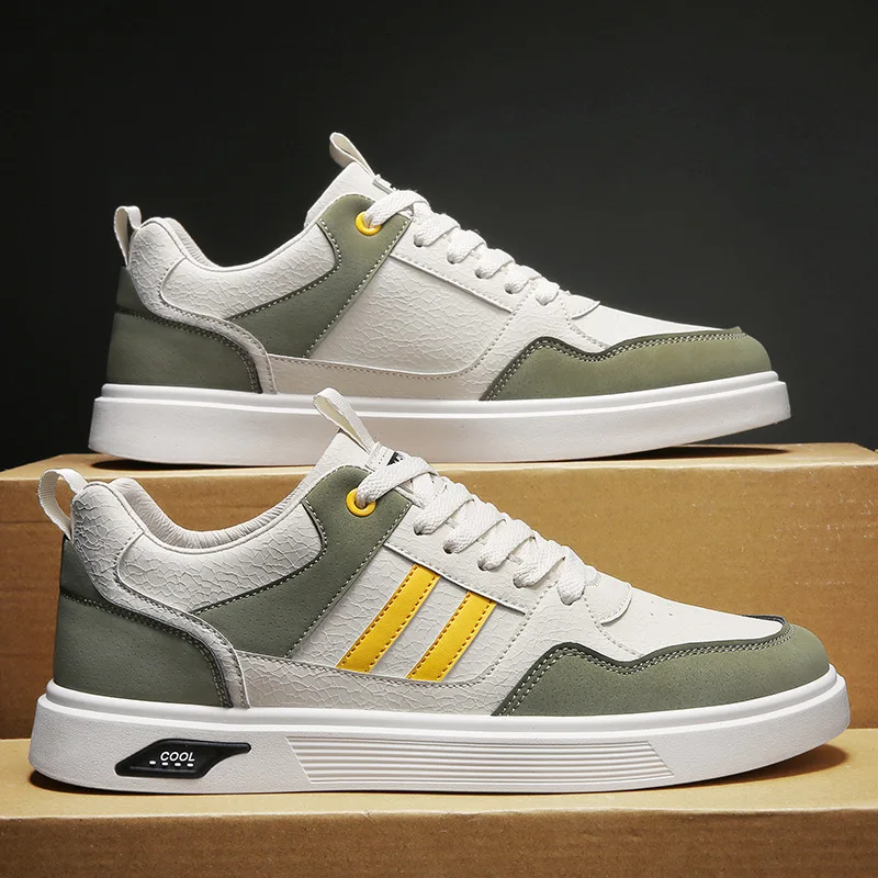 Men Shoes Street Fashion Leather Casual Shoes Cool Black Flat Skateboard Youth Striped Sneakers
Men Shoes Street Fashion Leather Casual Shoes Cool Black Flat Skateboard Youth Striped Sneakers