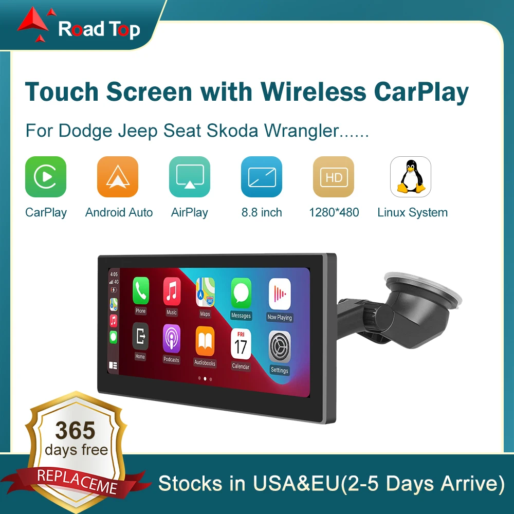 Road Top Touch Screen of Linux system with Wireless CarPlay Android Auto Air Play Navigation for Dodge Jeep Seat Skoda Wrangler
Road Top Touch Screen of Linux system with Wireless CarPlay Android Auto Air Play Navigation for Dodge Jeep Seat Skoda Wrangler