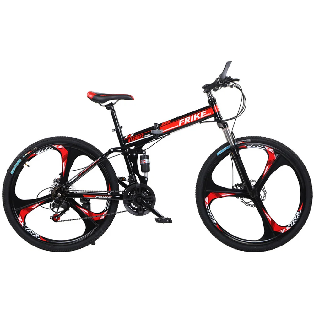 

Folding Mountain Bike 26 Inch Integrated Wheel Adult Male Female Dual Shock Absorber Variable Speed Disc Brakes Easy to Carry