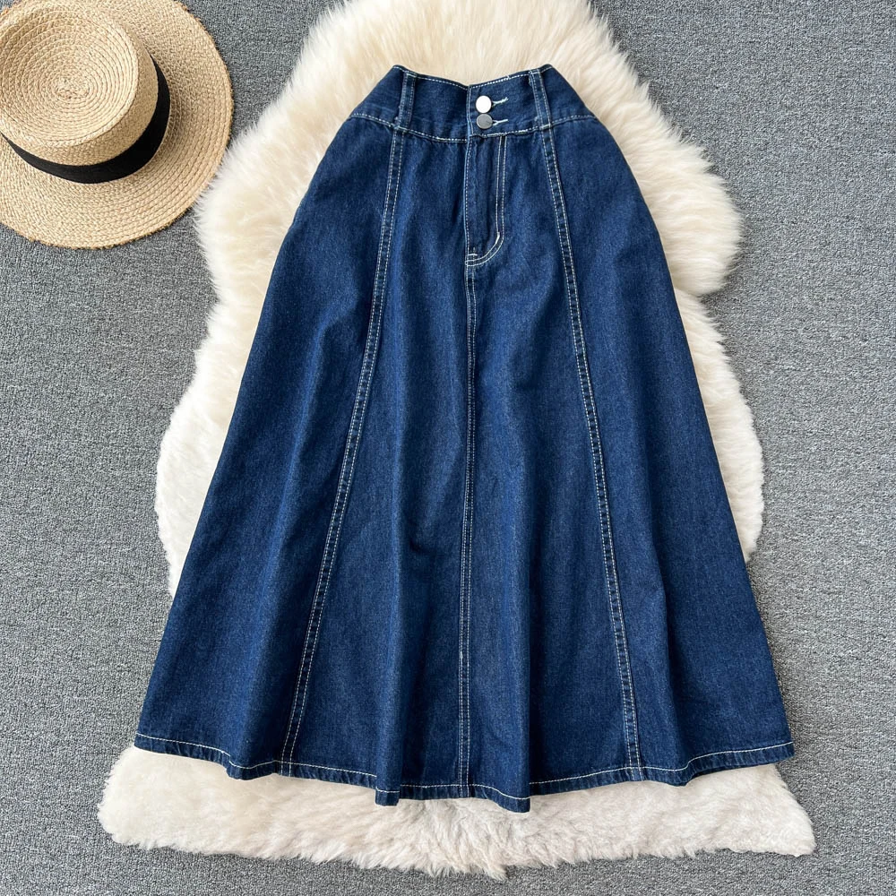 2022 Summer New High Waist Mid-Length A- line Umbrella Skirt, Skirt Loose Big Hem Denim Skirt
2022 Summer New High Waist Mid-Length A- line Umbrella Skirt, Skirt Loose Big Hem Denim Skirt