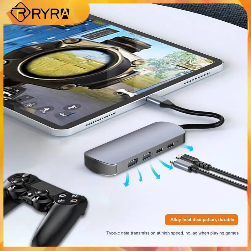 

RYRA 4 Ports Expansion Dock USB3.0 Hub OTG RJ45 Docking Stations Multi-port Splitter Compatible Adapter PC Laptop Mobile Phone