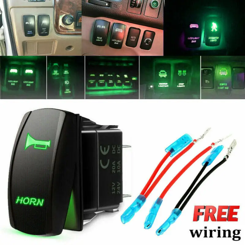Green LED HORN Switch Waterproof Momentary Toggle Rocker Switch 12V 20A Black Hard Surface Rocker Switch Car Accessories
Green LED HORN Switch Waterproof Momentary Toggle Rocker Switch 12V 20A Black Hard Surface Rocker Switch Car Accessories