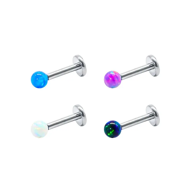 

G23 Titanium Opal Internally Threaded 16G Labret Stud Monroe Lip Ring Ear Cartilage Tragus Daith Helix Body Piercing Jewelry