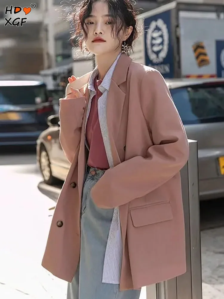 Куртка женская однотонная свободного покроя, модный двубортный блейзер с воротником с пряжкой, повседневный Универсальный пиджак, уличная одежда, весна-осень 
Куртка женская однотонная свободного покроя, модный двубортный блейзер с воротником с пряжкой, повседневный Универсальный пиджак, уличная одежда, весна-осень