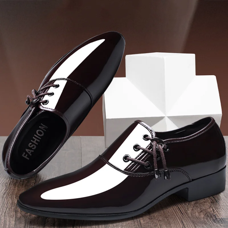 

Trending Italian Patent Leather Shoes for Men Business Shoe Lace Up Oxfords Plus Size Male Wedding Party Shoes Men Black Leather